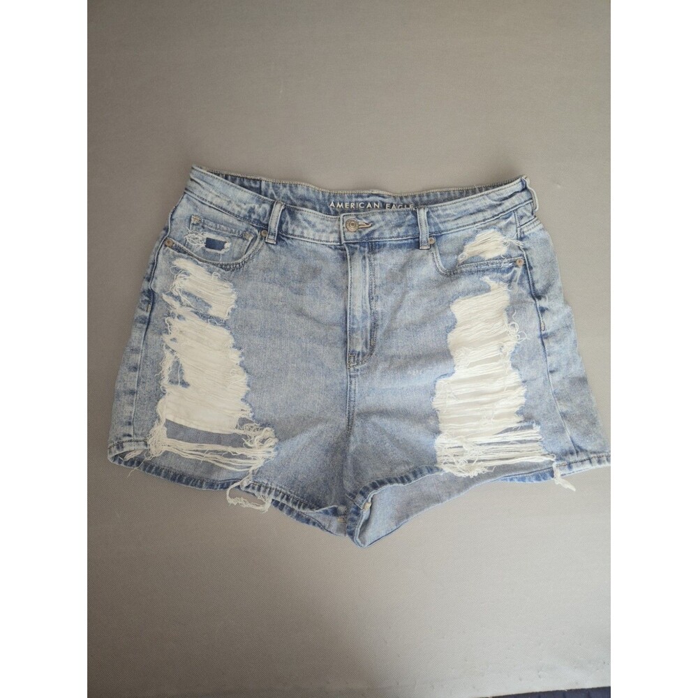 ​American Eagle Womens Denim Shorts Size 16 Distressed Ripped High Rise Stretch